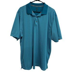Faldo Mens Blue Striped Polo Shirt Size XL Polyester